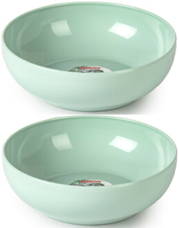 Kommetjes/schaaltjes - 4x - dessert/ontbijt - kunststof - D20 x 6 cm - mintgroen