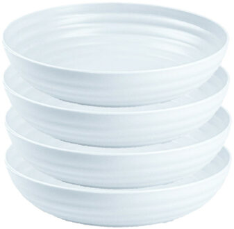 Kommetjes/schaaltjes - 4x - Dessert/ontbijt - Kunststof - D22 cm - Ivoor wit