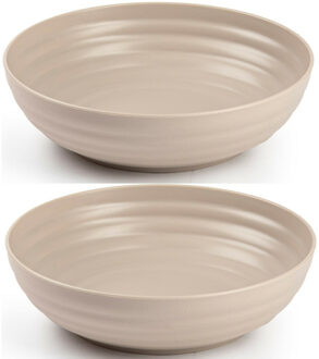 Kommetjes/schaaltjes - 4x - Dessert/ontbijt - Kunststof - D22 cm - Taupe