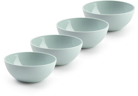 Kommetjes/schaaltjes - 4x stuks - dessert/ontbijt - kunststof - D17 x H7 cm - mintgroen