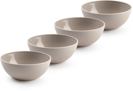 Kommetjes/schaaltjes - 4x stuks - dessert/ontbijt - kunststof - D17 x H7 cm - taupe