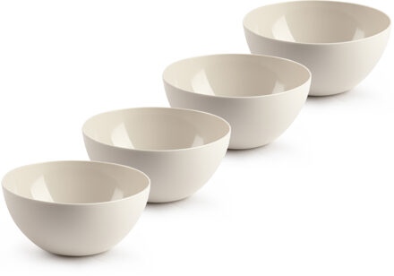 Kommetjes/schaaltjes - 4x stuks - dessert/ontbijt - kunststof - D17 x H8 cm - beige