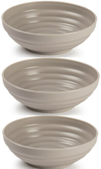 Kommetjes / schaaltjes - 6x - dessert en ontbijt - kunststof - D13x5 cm - taupe beige