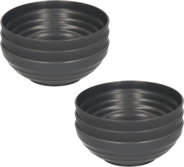 Kommetjes/schaaltjes - 6x - Dessert/ontbijt - Kunststof - D13 cm - antraciet