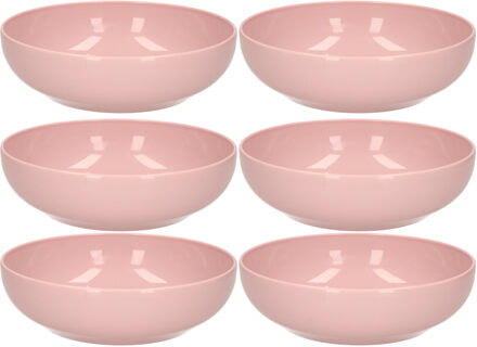 Kommetjes/schaaltjes - 6x - dessert/ontbijt - kunststof - D20 x 6 cm - oudroze