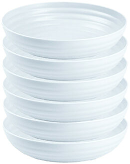 Kommetjes/schaaltjes - 6x - Dessert/ontbijt - Kunststof - D22 cm - Ivoor wit