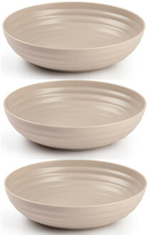 Kommetjes/schaaltjes - 6x - Dessert/ontbijt - Kunststof - D22 cm - Taupe