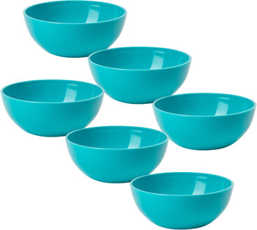 Kommetjes/schaaltjes - 6x stuks - dessert/ontbijt - kunststof - D12 x H5 cm - blauw
