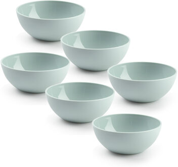Kommetjes/schaaltjes - 6x stuks - dessert/ontbijt - kunststof - D12 x H5 cm - mintgroen
