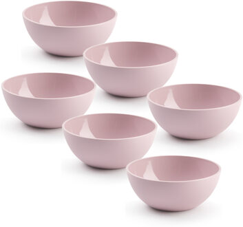 Kommetjes/schaaltjes - 6x stuks - dessert/ontbijt - kunststof - D12 x H5 cm - roze
