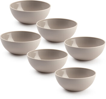 Kommetjes/schaaltjes - 6x stuks - dessert/ontbijt - kunststof - D12 x H5 cm - taupe