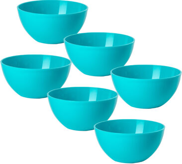 Kommetjes/schaaltjes - 6x stuks - dessert/ontbijt - kunststof - D17 x H7 cm - blauw