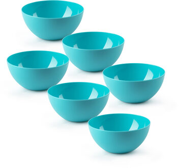 Kommetjes/schaaltjes - 6x stuks - dessert/ontbijt - kunststof - D17 x H8 cm - blauw