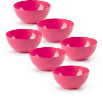 Kommetjes/schaaltjes - 6x stuks - dessert/ontbijt - kunststof - D17 x H8 cm - fuchsia roze