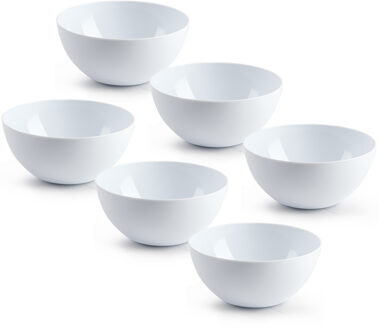 Kommetjes/schaaltjes - 6x stuks - dessert/ontbijt - kunststof - D17 x H8 cm - ivoor wit