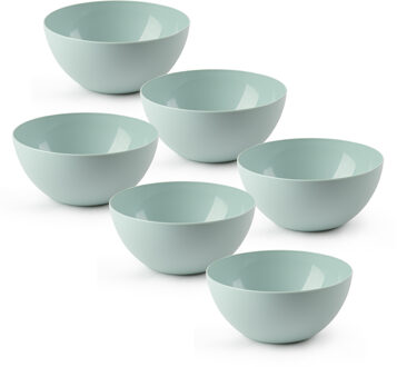 Kommetjes/schaaltjes - 6x stuks - dessert/ontbijt - kunststof - D17 x H8 cm - mintgroen