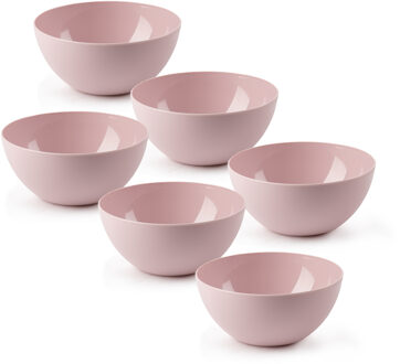 Kommetjes/schaaltjes - 6x stuks - dessert/ontbijt - kunststof - D17 x H8 cm - roze