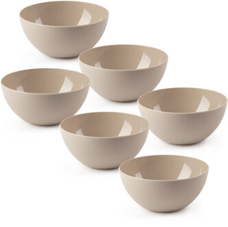 Kommetjes/schaaltjes - 6x stuks - dessert/ontbijt - kunststof - D17 x H8 cm - taupe