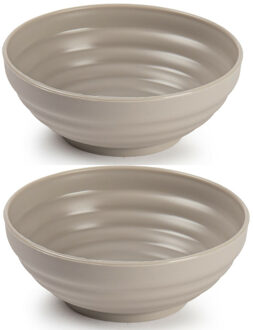 Kommetjes / schaaltjes - 8x - dessert en ontbijt - kunststof - D13x5 cm - taupe beige