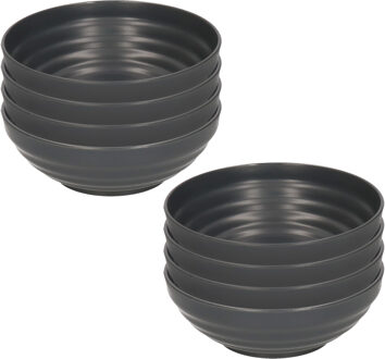 Kommetjes/schaaltjes - 8x - Dessert/ontbijt - Kunststof - D13 cm - antraciet