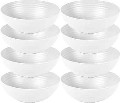 Kommetjes/schaaltjes - 8x - Dessert/ontbijt - Kunststof - D13 cm - Ivoor wit