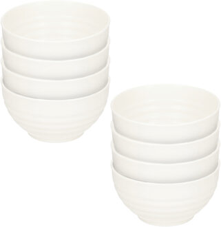 Kommetjes/schaaltjes - 8x - Dessert/ontbijt - Kunststof - D13 x 7 cm - Ivoor wit