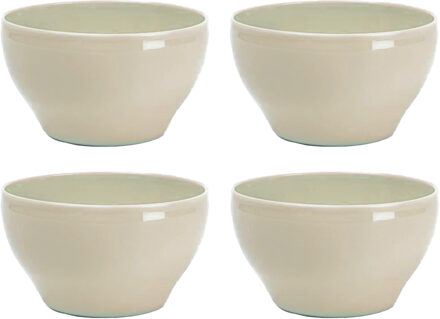 Kommetjes/schaaltjes - 8x - dessert/ontbijt - kunststof - D14 cm - beige