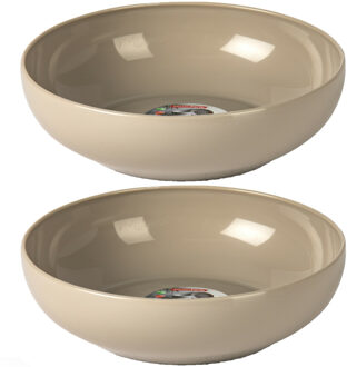 Kommetjes/schaaltjes - 8x - dessert/ontbijt - kunststof - D20 x 6 cm - taupe