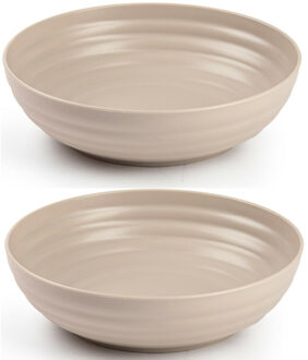 Kommetjes/schaaltjes - 8x - Dessert/ontbijt - Kunststof - D22 cm - Taupe