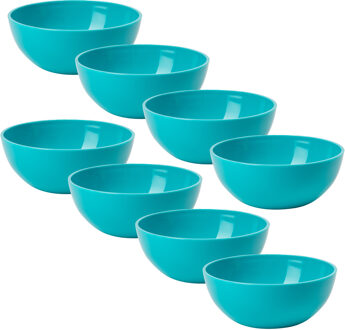 Kommetjes/schaaltjes - 8x stuks - dessert/ontbijt - kunststof - D12 x H5 cm - blauw