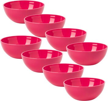 Kommetjes/schaaltjes - 8x stuks - dessert/ontbijt - kunststof - D12 x H5 cm - fuchsia roze