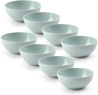 Kommetjes/schaaltjes - 8x stuks - dessert/ontbijt - kunststof - D12 x H5 cm - mintgroen