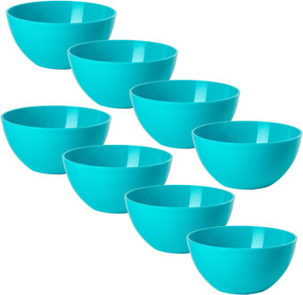 Kommetjes/schaaltjes - 8x stuks - dessert/ontbijt - kunststof - D17 x H7 cm - blauw