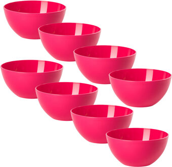 Kommetjes/schaaltjes - 8x stuks - dessert/ontbijt - kunststof - D17 x H7 cm - fuchsia roze