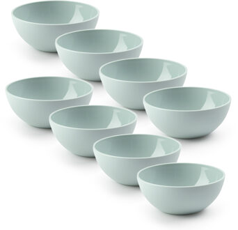 Kommetjes/schaaltjes - 8x stuks - dessert/ontbijt - kunststof - D17 x H7 cm - mintgroen