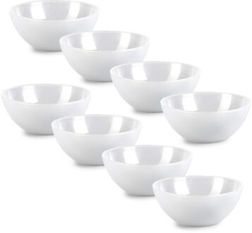 Kommetjes/schaaltjes - 8x stuks - dessert/ontbijt - kunststof - D17 x H7 cm - transparant