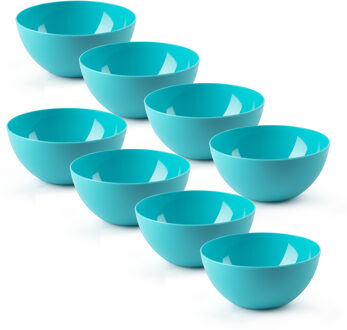 Kommetjes/schaaltjes - 8x stuks - dessert/ontbijt - kunststof - D17 x H8 cm - blauw