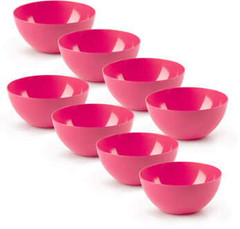 Kommetjes/schaaltjes - 8x stuks - dessert/ontbijt - kunststof - D17 x H8 cm - fuchsia roze
