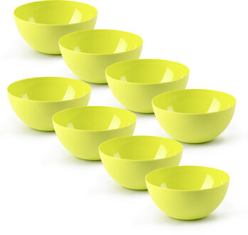 Kommetjes/schaaltjes - 8x stuks - dessert/ontbijt - kunststof - D17 x H8 cm - groen