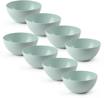 Kommetjes/schaaltjes - 8x stuks - dessert/ontbijt - kunststof - D17 x H8 cm - mintgroen