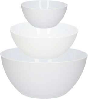 Kommetjes/schaaltjes - 9x stuks - Dessert/ontbijt - Kunststof - Wit