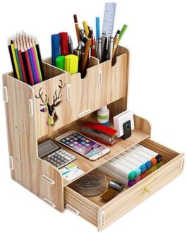 Kompas Houten Desktop Pen Houder Organizer