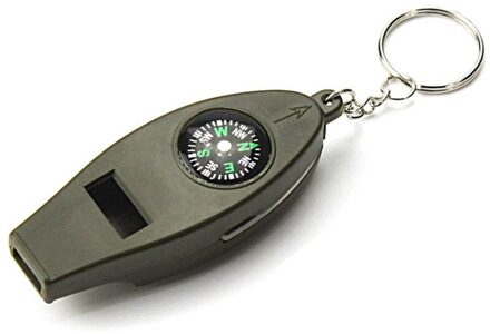 Kompas Thermometer Vergrootglas Vier-In-een Multifunctionele Survival Fluitje Camping Wildernis Reizen Fluitje Kompas Gereedschap