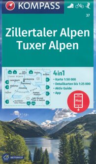 Kompass Wk37 Zillertaler Alpen, Tuxer Alpen - Kompass Wanderkarten