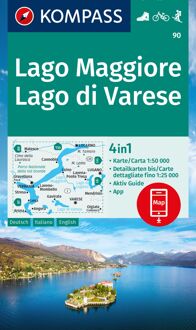 Kompass Wk90 Lago Maggiore, Lago Di Varese - Kompass Wanderkarten