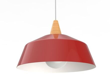 Kon Hanglamp, 1x E27, Metaal, Rood Glanzend/wit, D.35cm