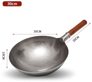 Konco Chinese Traditionele Hand Geslagen Wok, Geen Coating Ijzeren Wok Met Houten Handvat, non-stick Pan Keuken Kookgerei 30cm