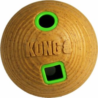 Kong Bamboo Voederbal - Vulbaar Hondenspeelgoed - Naturel - M - ⌀12 cm