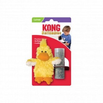 Kong Dr.Noys Duckie - Kattenspeelgoed - Geel - 17 cm