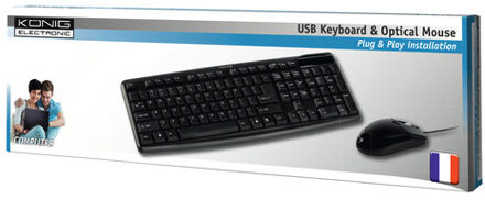 Konig König CSKMCU100FR USB AZERTY Frans Zwart toetsenbord